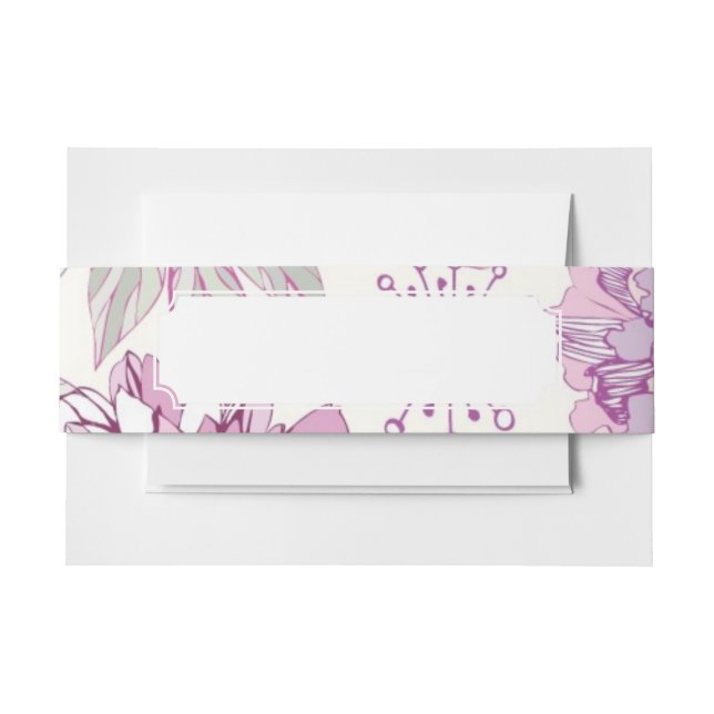 Pattern with pink flowers invitation belly band (Front Example)