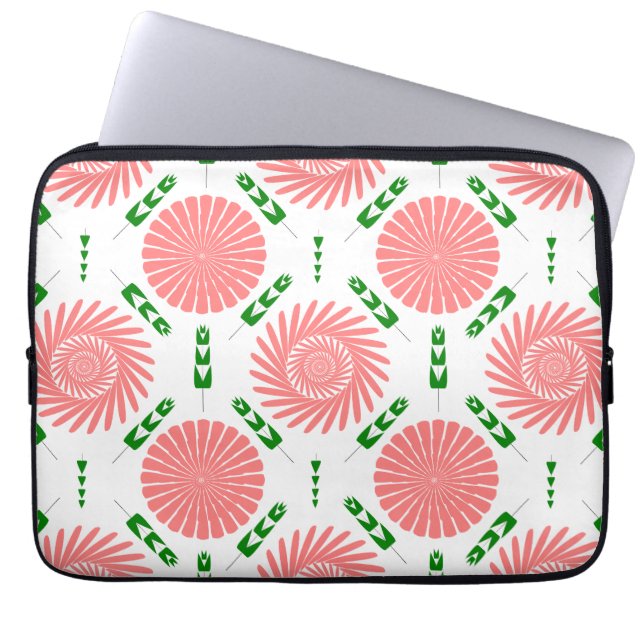  pattern with pink flowers   laptop sleeve (Front)