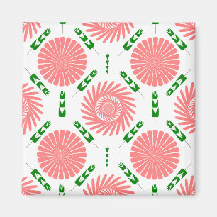 pattern with pink flowers magnet