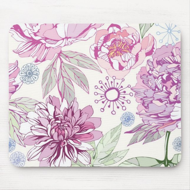 Pattern with pink flowers mouse pad (Front)