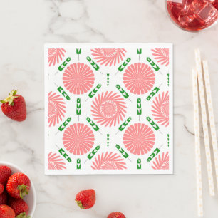 pattern with pink flowers napkin
