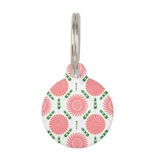  pattern with pink flowers   pet tag