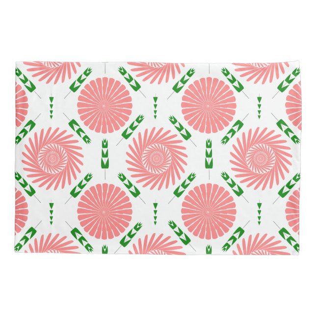  pattern with pink flowers  pillowcase (Back)