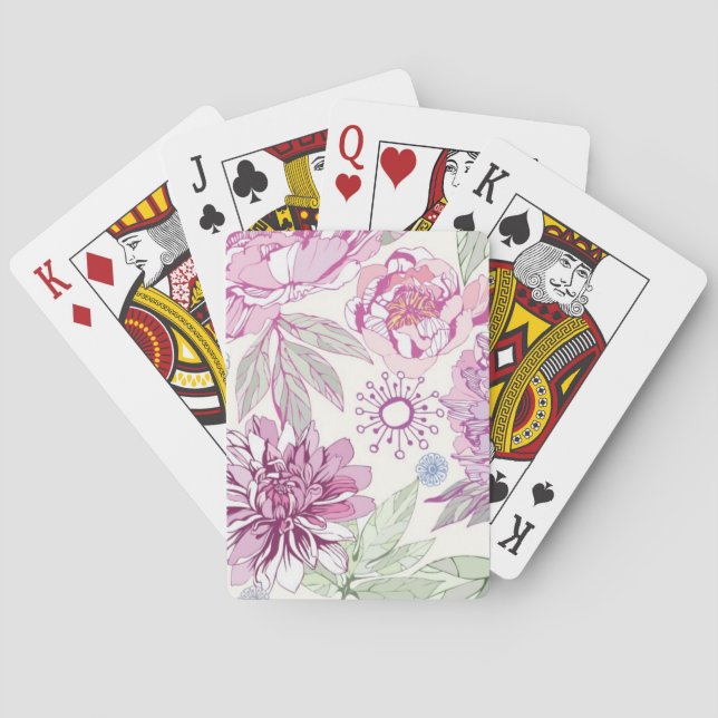 Pattern with pink flowers playing cards (Back)