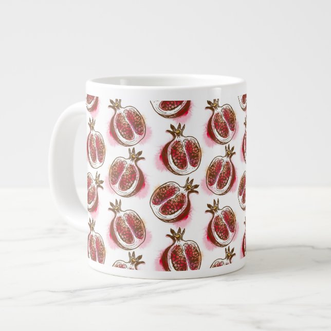 Pattern with pomegranate large coffee mug (Front Left)