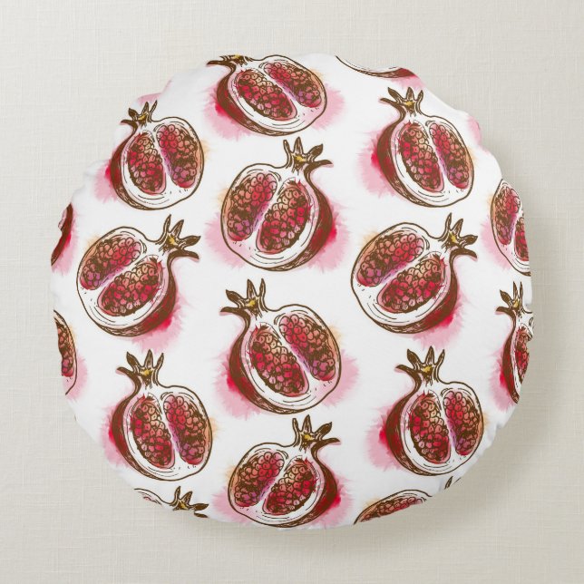 Pattern with pomegranate round cushion (Front)