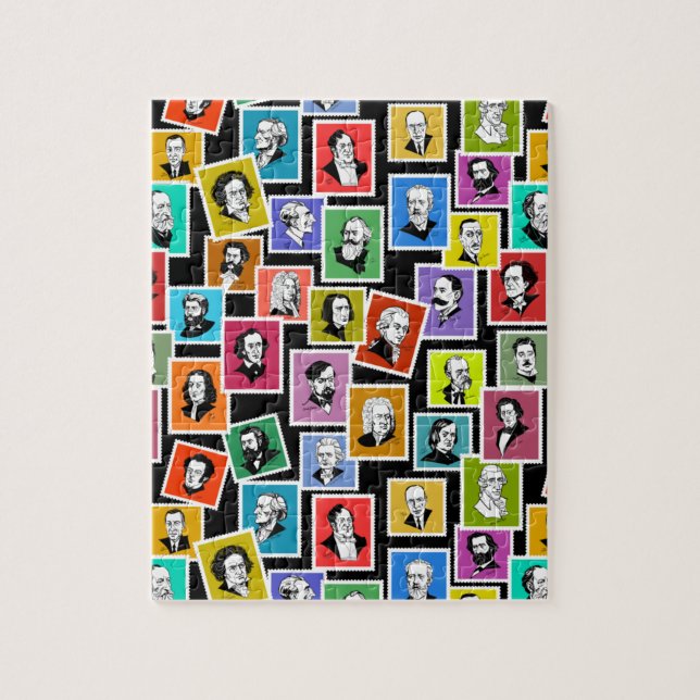 Pattern with portraits of the greatest composers jigsaw puzzle (Vertical)
