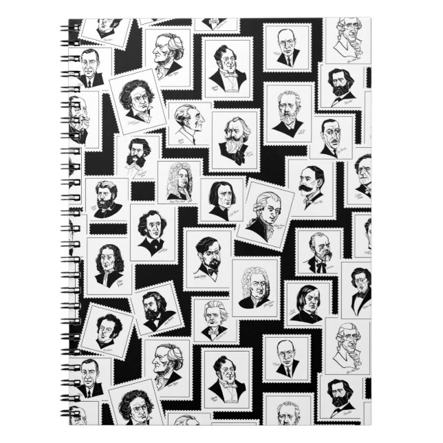 Pattern with portraits of the greatest composers notebook (Front)