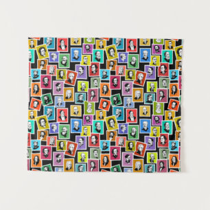 Pattern with portraits of the greatest composers tapestry