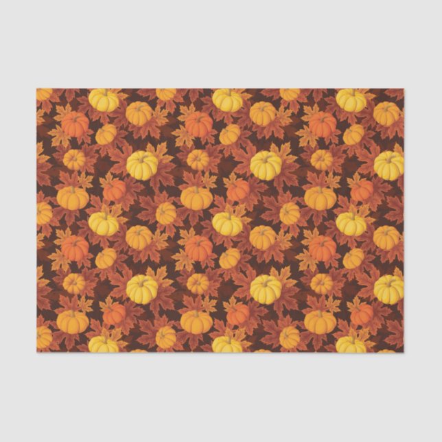 Pattern with pumpkins and autumn maple tissue paper (Front)