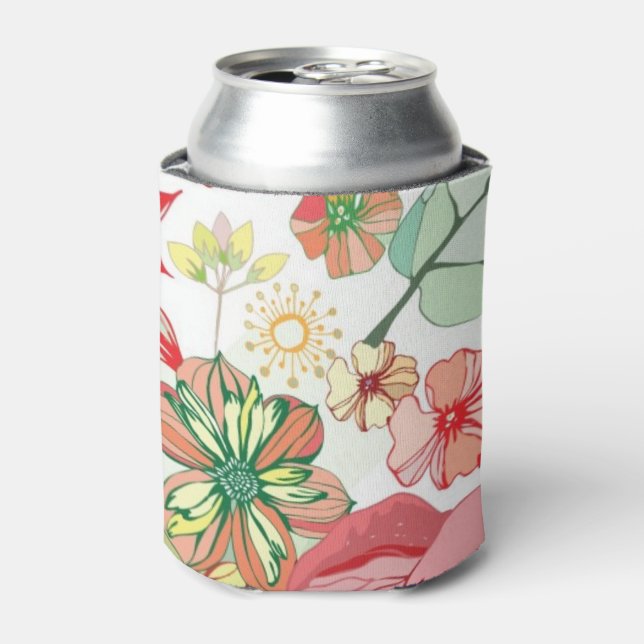 Pattern with red flowers can cooler (Can Front)