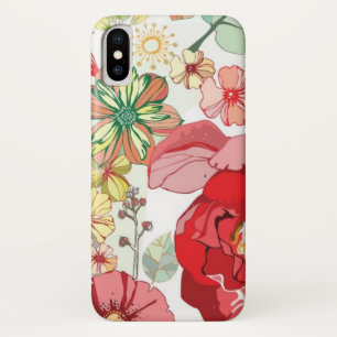Pattern with red flowers iPhone x case