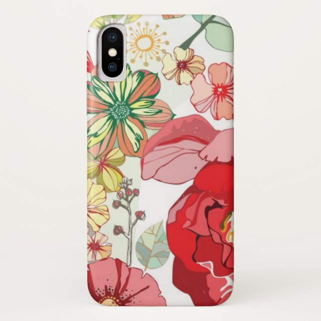 Pattern with red flowers Case-Mate iPhone case (Back)
