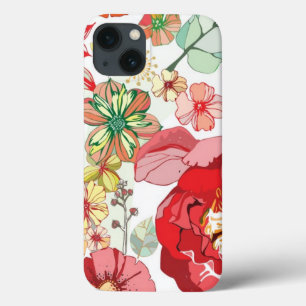 Pattern with red flowers iPhone 13 case