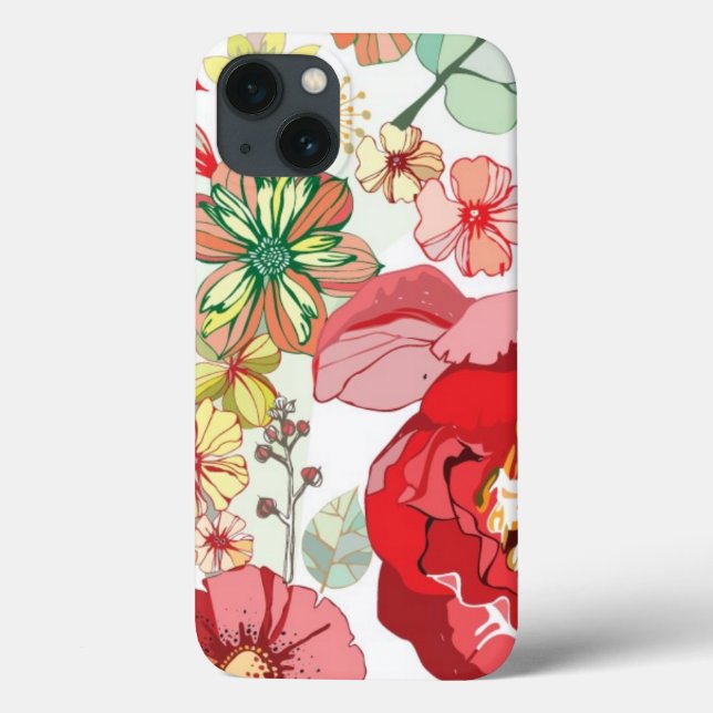 Pattern with red flowers Case-Mate iPhone case (Back)