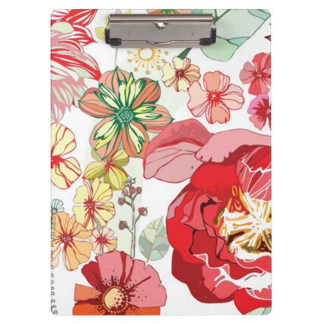 Pattern with red flowers clipboard (Front)