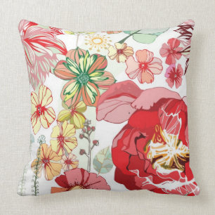 Pattern with red flowers cushion