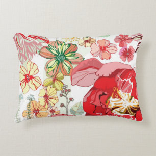 Pattern with red flowers decorative cushion