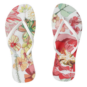 Pattern with red flowers jandals