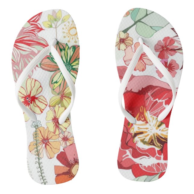 Pattern with red flowers jandals (Footbed)