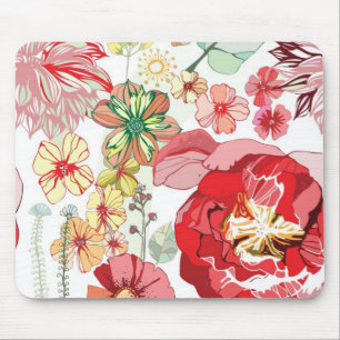 Pattern with red flowers mouse pad