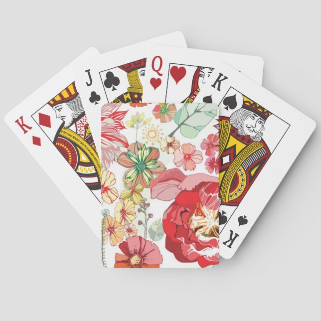 Pattern with red flowers playing cards (Back)