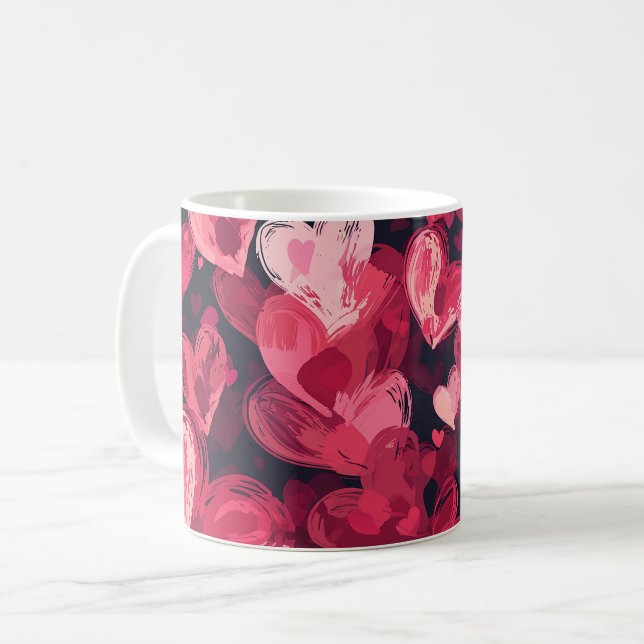 pattern with red hearts for Valentines Day  Coffee Mug (Front Left)