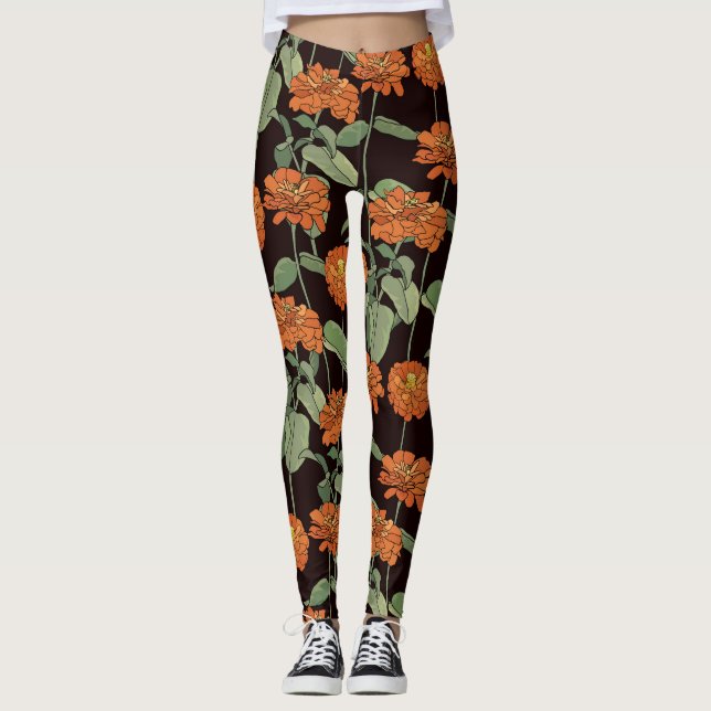 Pattern with red marigold leggings (Front)