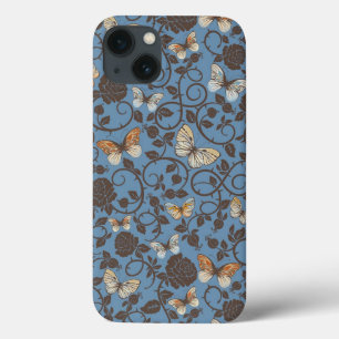 pattern with roses and butterfly iPhone 13 case