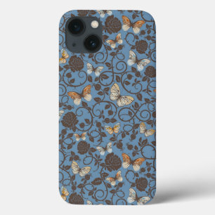pattern with roses and butterfly iPhone 13 case