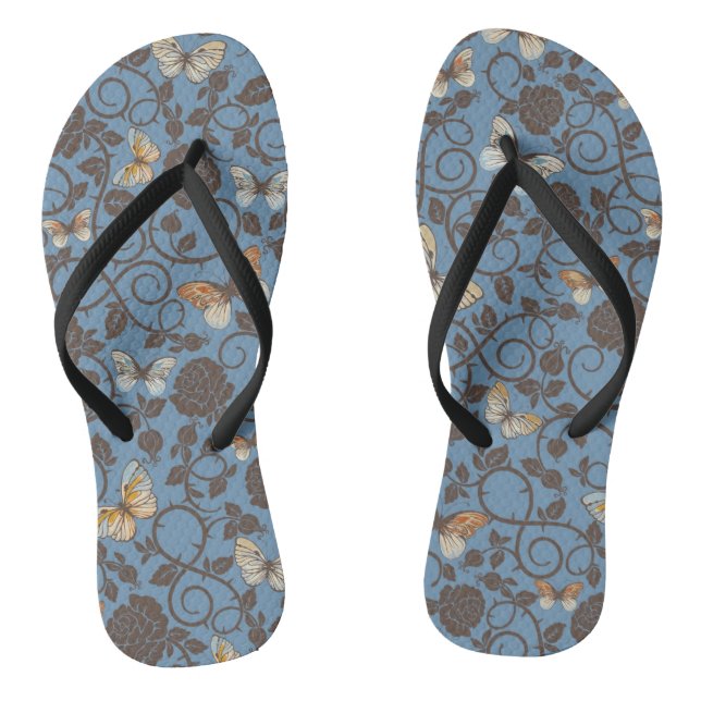 pattern with roses and butterfly jandals (Footbed)