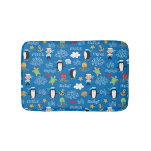 pattern with sea theme bath mat