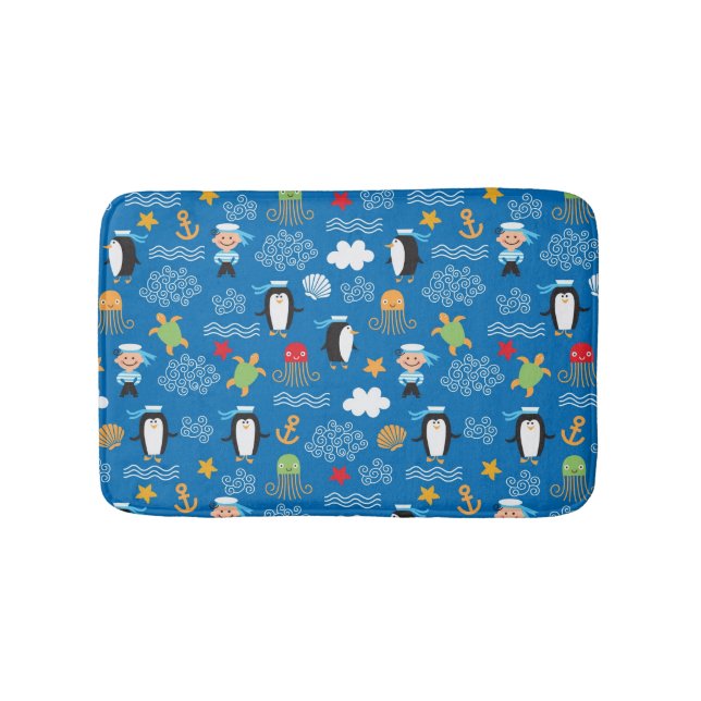pattern with sea theme bath mat (Front)