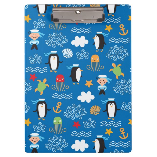 pattern with sea theme clipboard (Front)