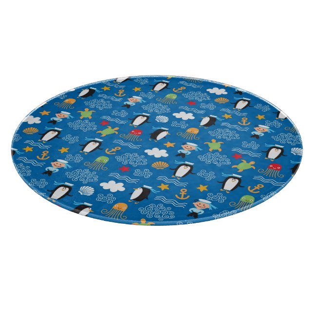 pattern with sea theme cutting board (Corner)