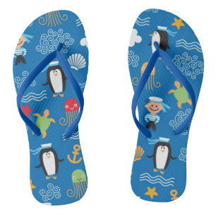 pattern with sea theme jandals