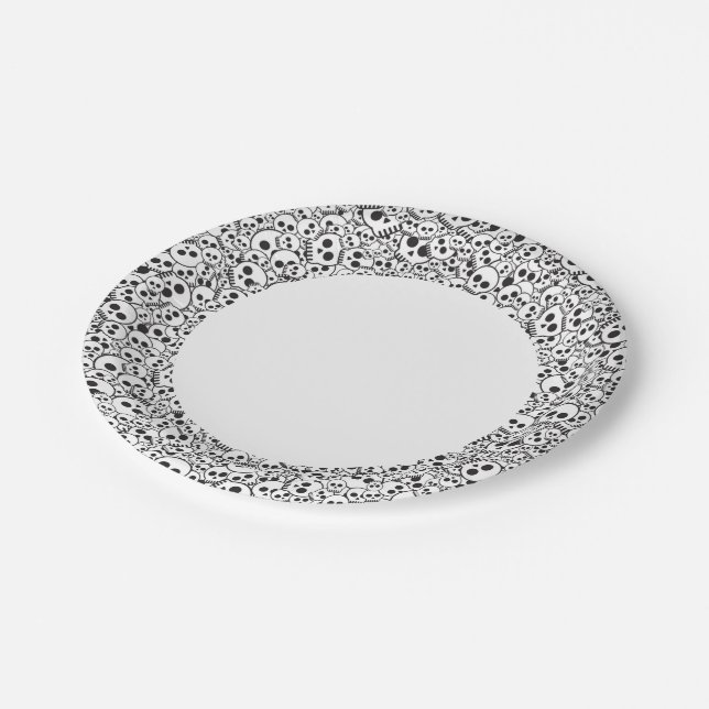 Pattern with skulls paper plate (Angled)