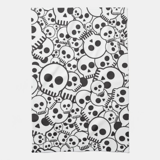 Pattern with skulls tea towel (Vertical)