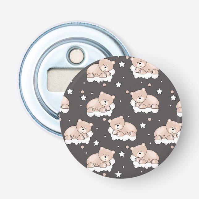 pattern with small bear sleeping bottle opener (Front)