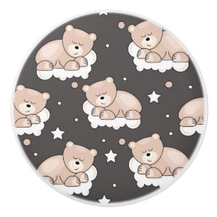 pattern with small bear sleeping ceramic knob