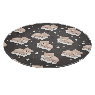 pattern with small bear sleeping cutting board