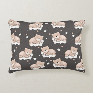 pattern with small bear sleeping decorative cushion