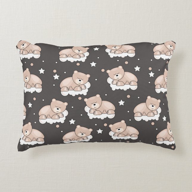 pattern with small bear sleeping decorative cushion (Front)