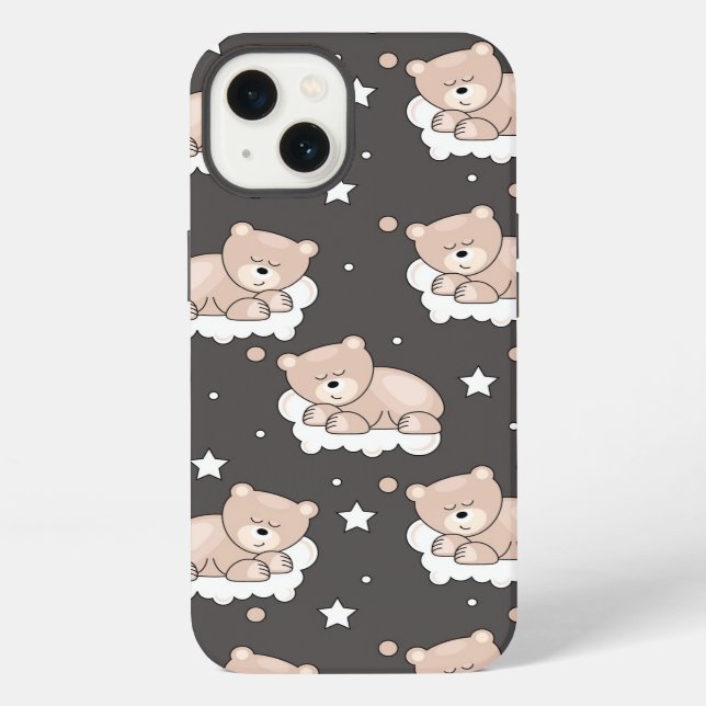 pattern with small bear sleeping iPhone case (Back)