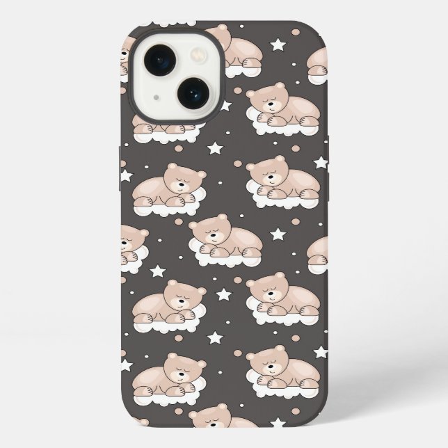 pattern with small bear sleeping iPhone case (Back)