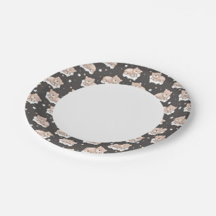 pattern with small bear sleeping paper plate