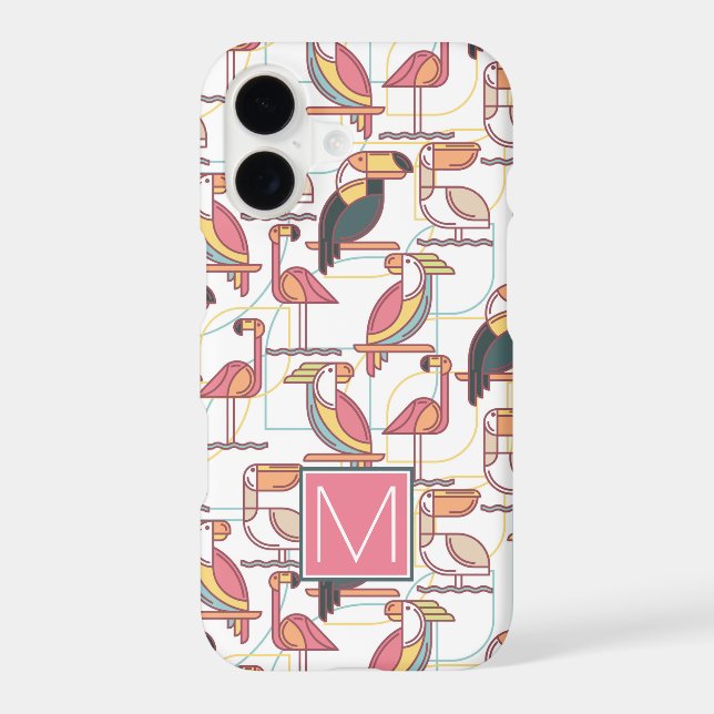 Pattern With Tropical Birds | Add Your Initial (Back)