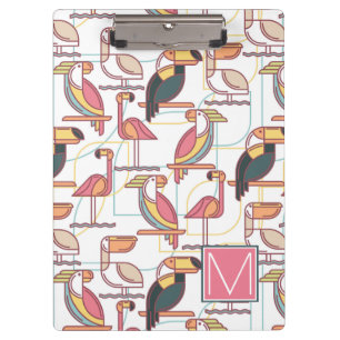 Pattern With Tropical Birds   Add Your Initial Clipboard