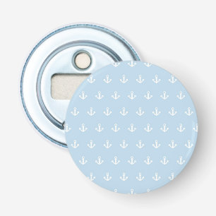 Pattern with white anchors on blue bottle opener