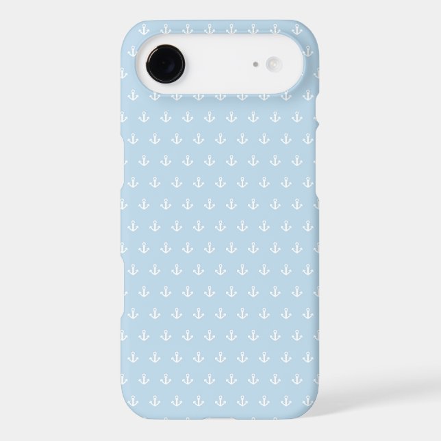 Pattern with white anchors on blue Case-Mate iPhone case (Back)